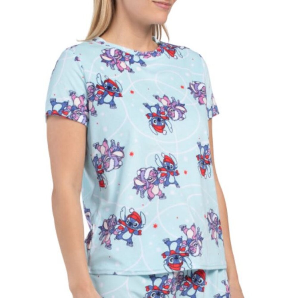 NWT LILO AND STITCH Women's Skating Stitch Velour Sleep Set